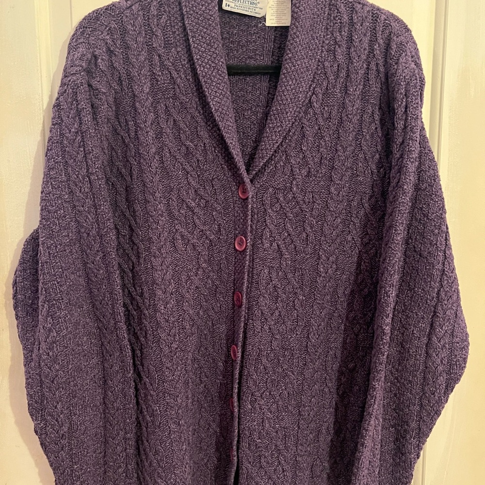 Northern Reflections Purple Cable Knit Button-Up Cardigan